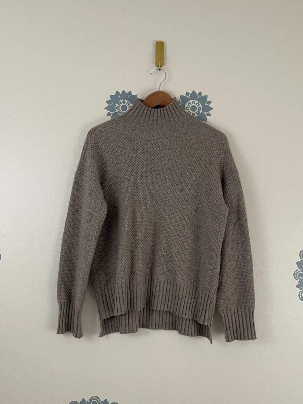 Everlane The Honeycomb Funnel Neck Sweater in Wool Cashmere Size Small
